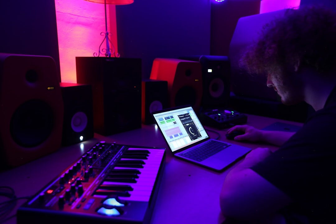 musician recording in home studio